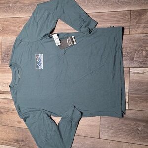 Brand New NWT Mens Med Billabong "Adventure Division" L/S Green & Pastel T-Shirt